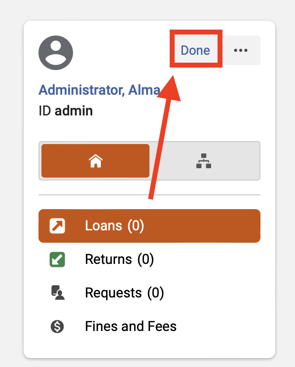 A section of the Loans screen with the "Done" button highlighted